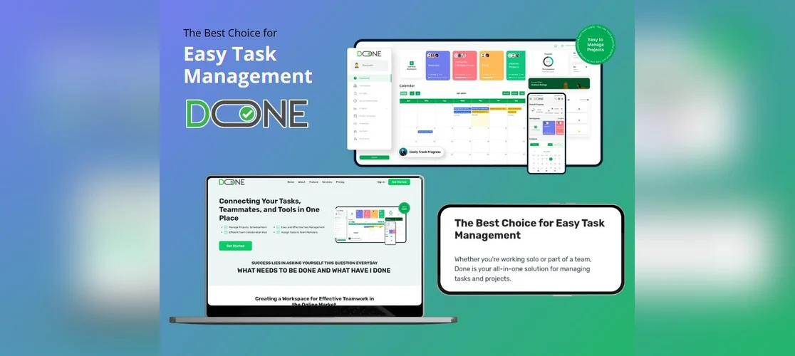 Done task management dashboard, website and mobile app