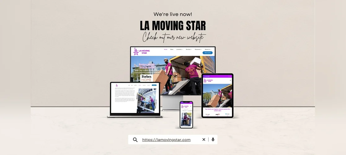LA Moving Star website shown across desktop, laptop, tablet and phone
