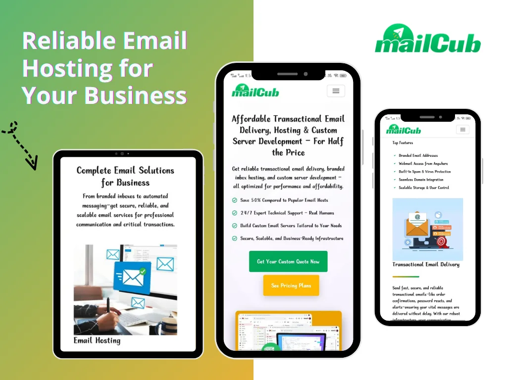 MailCub — mobile pages