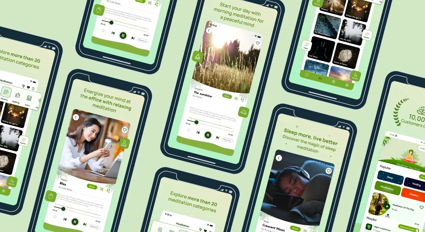 Soul Calm — app screens