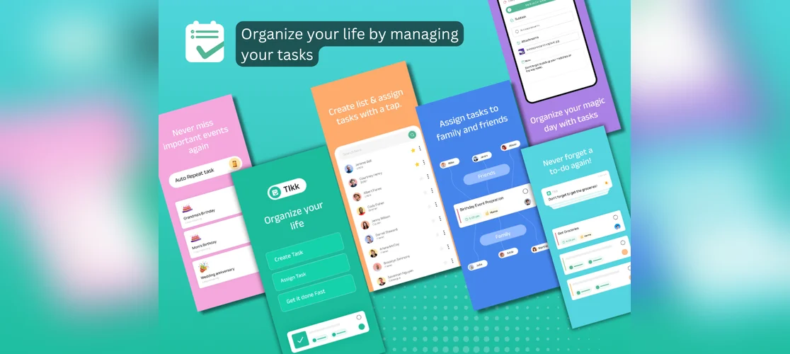 Tikk reminder and daily planner app screens