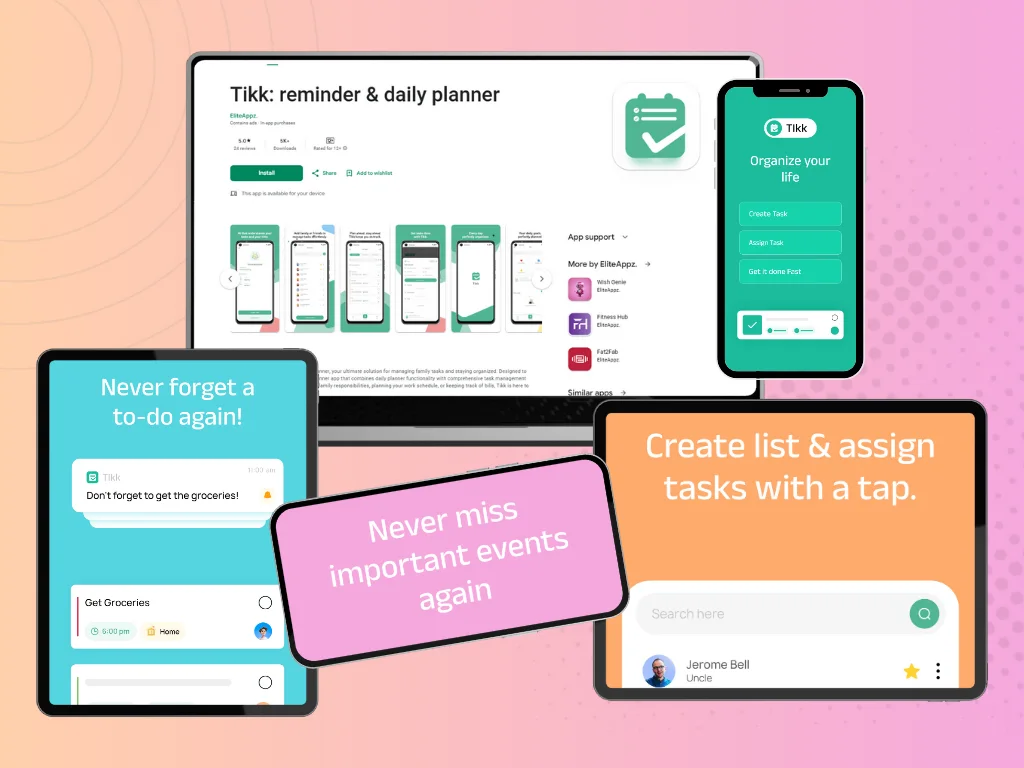 Tikk — planner screens