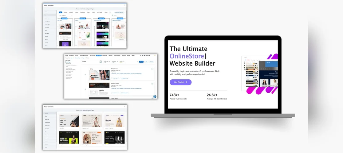 Vissioon Builder page templates and website builder on laptop