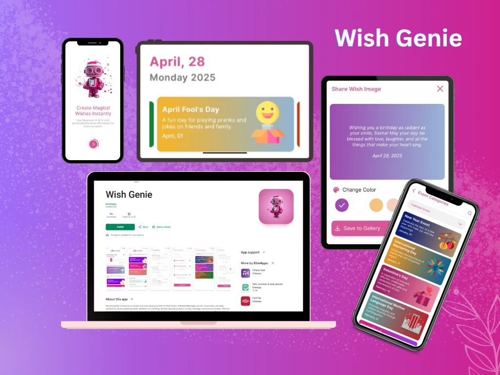 Wish Genie — app screens